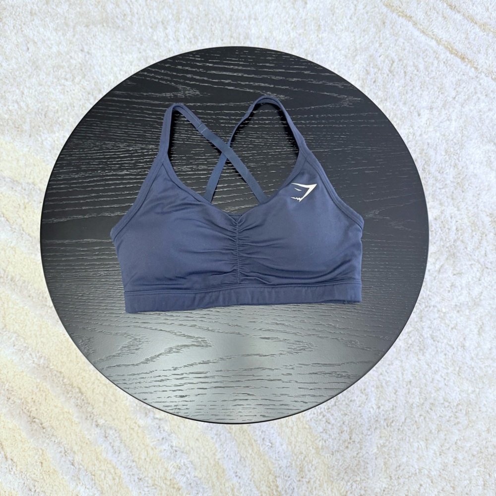 Gymshark Navy Blue Ruched Training Sports Bra